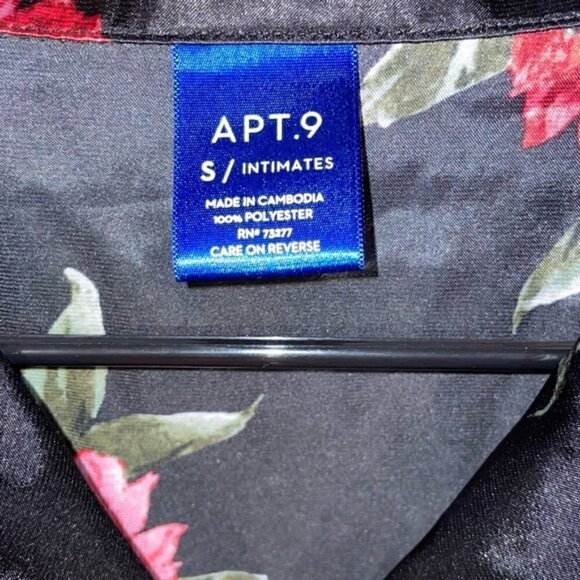 APT. 9 Pajama Top Floral Intimates Long Sleeve Button Front Notch Collar Sleep - Picture 2 of 6